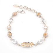 Nautilus Shell White Topaz Pearl Bracelet