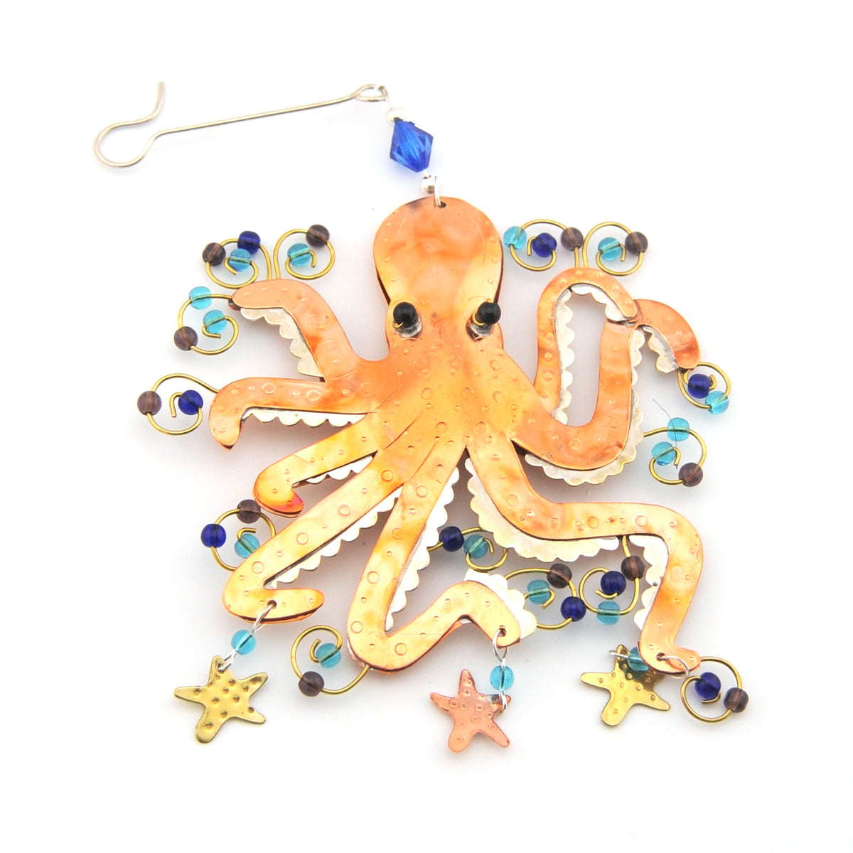 Decorative wall hanging with an octopus design on a white background