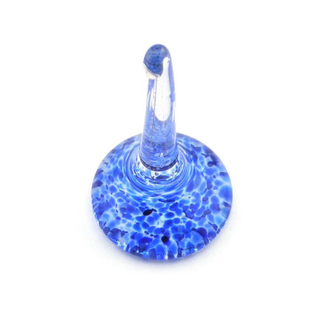 Overhead View Blue Glass Ring Holder