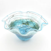 Overhead View Silver Green Lightning Fluted Bowl