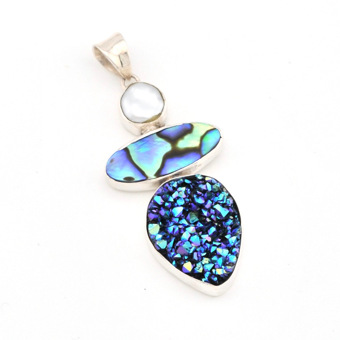 Pearl Abalone Druzy Agate Pendant