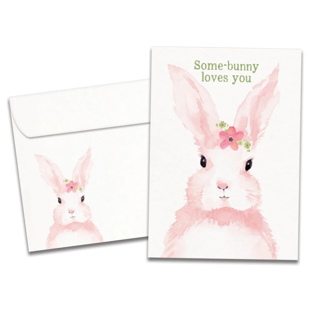 Pink Bunny Easter Greeting Card