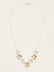 Full View Silver and Gold Plumeria Necklace