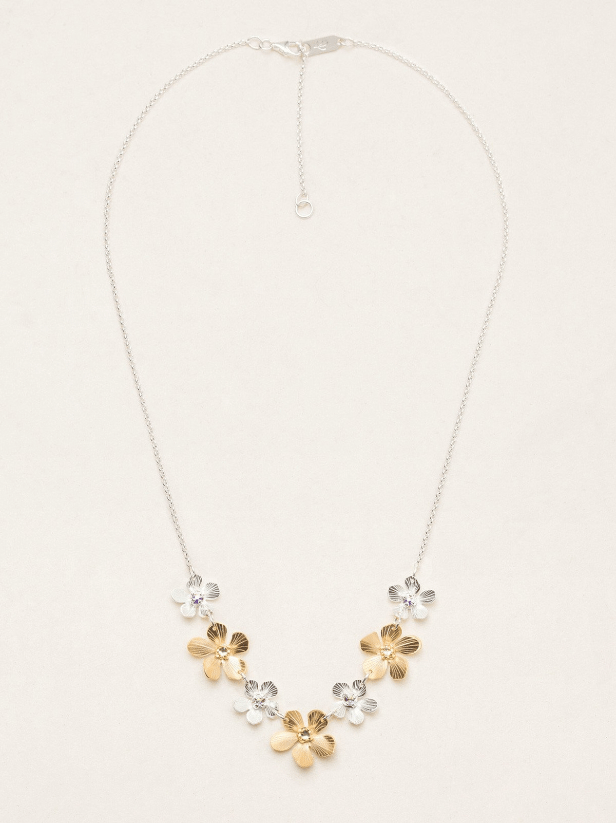 Full View Silver and Gold Plumeria Necklace