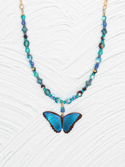 Blue Radiance Bella Butterfly Beaded Necklace