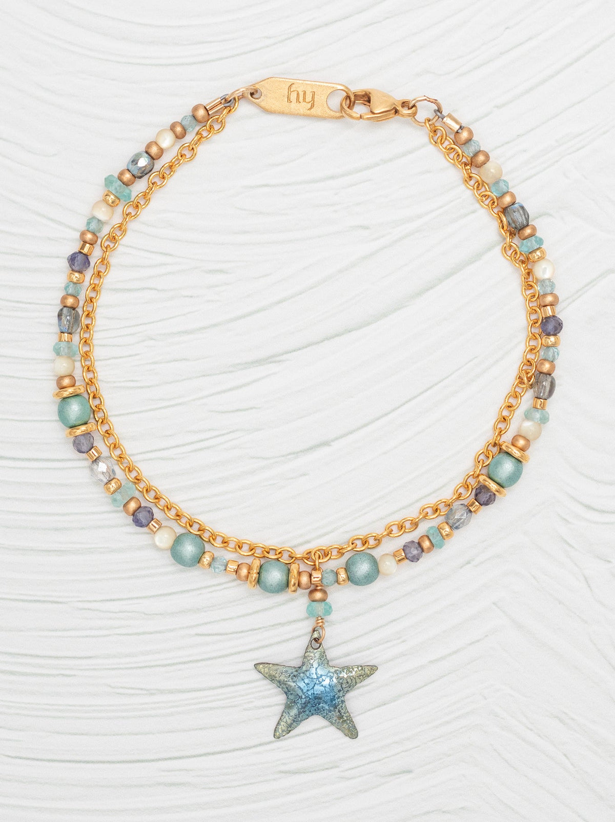 Seashore Blue Carmel Beaded Bracelet