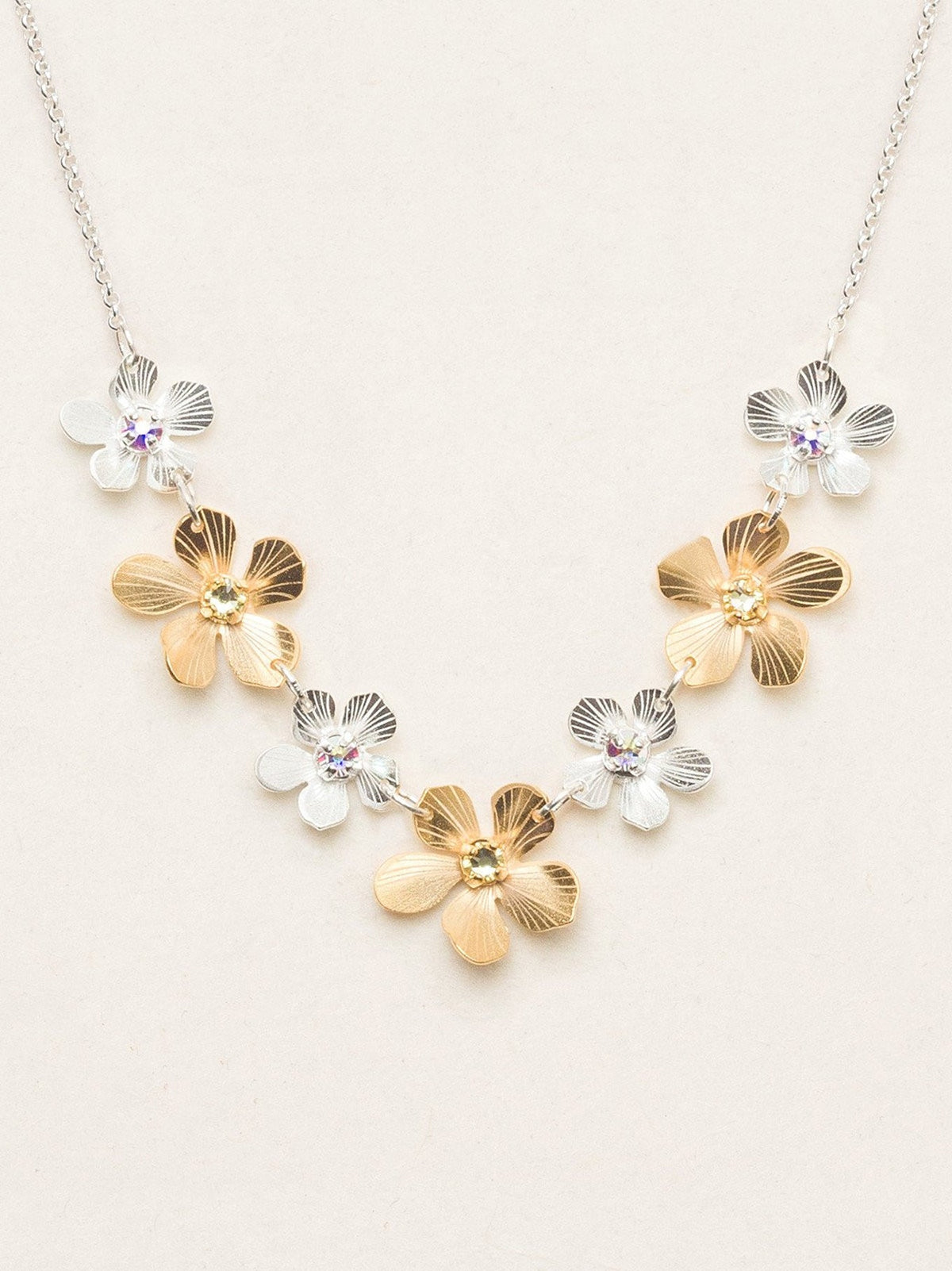 Silver and Gold Plumeria Necklace