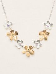Silver and Gold Plumeria Necklace