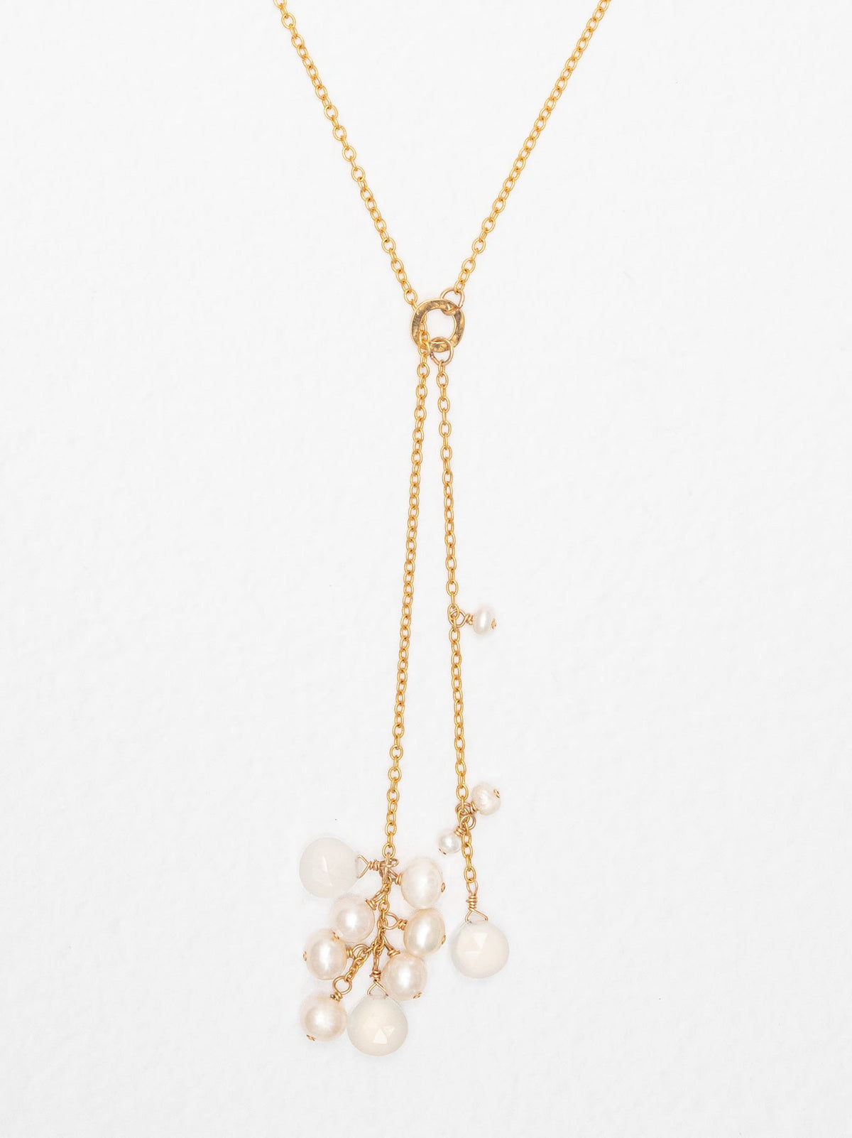 White Gala Lariat Necklace