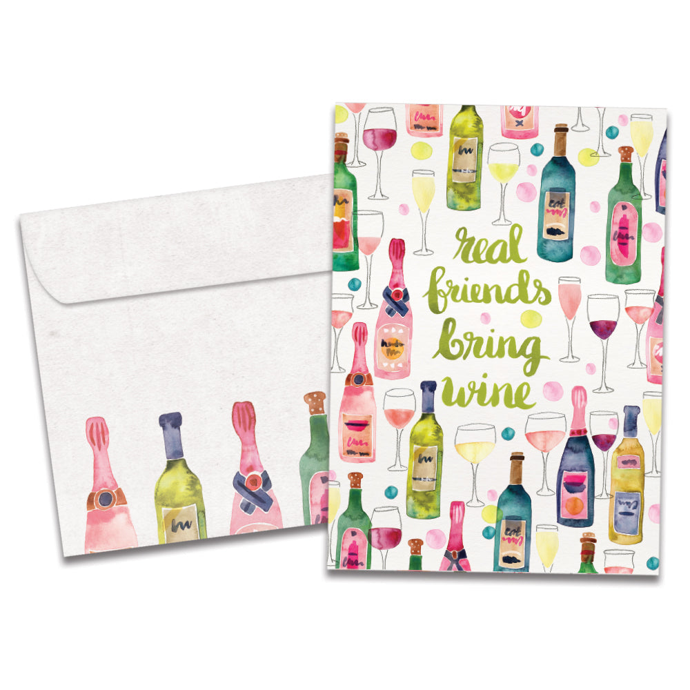 Friends Bring Wine Birthday Greeting Card
