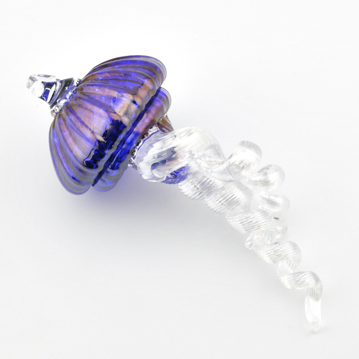 Side View Small Cobalt Hanging Jellyfish Ornament