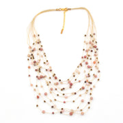 Seashell Multistrand Beaded Stone and Crystal Necklace