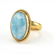 Side View Alchemía Larimar Oval Rope Ring