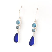 Side View Blue Topaz Sea Glass Earrings
