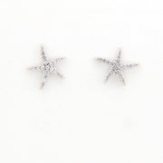 Side View Cubic Zirconia Starfish Post Earrings