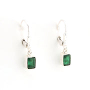 Side View Emerald 4x6mm Rectangle Dangle Earrings