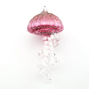 Side View Glass Large Cranberry Hanging Jellyfish Ornament