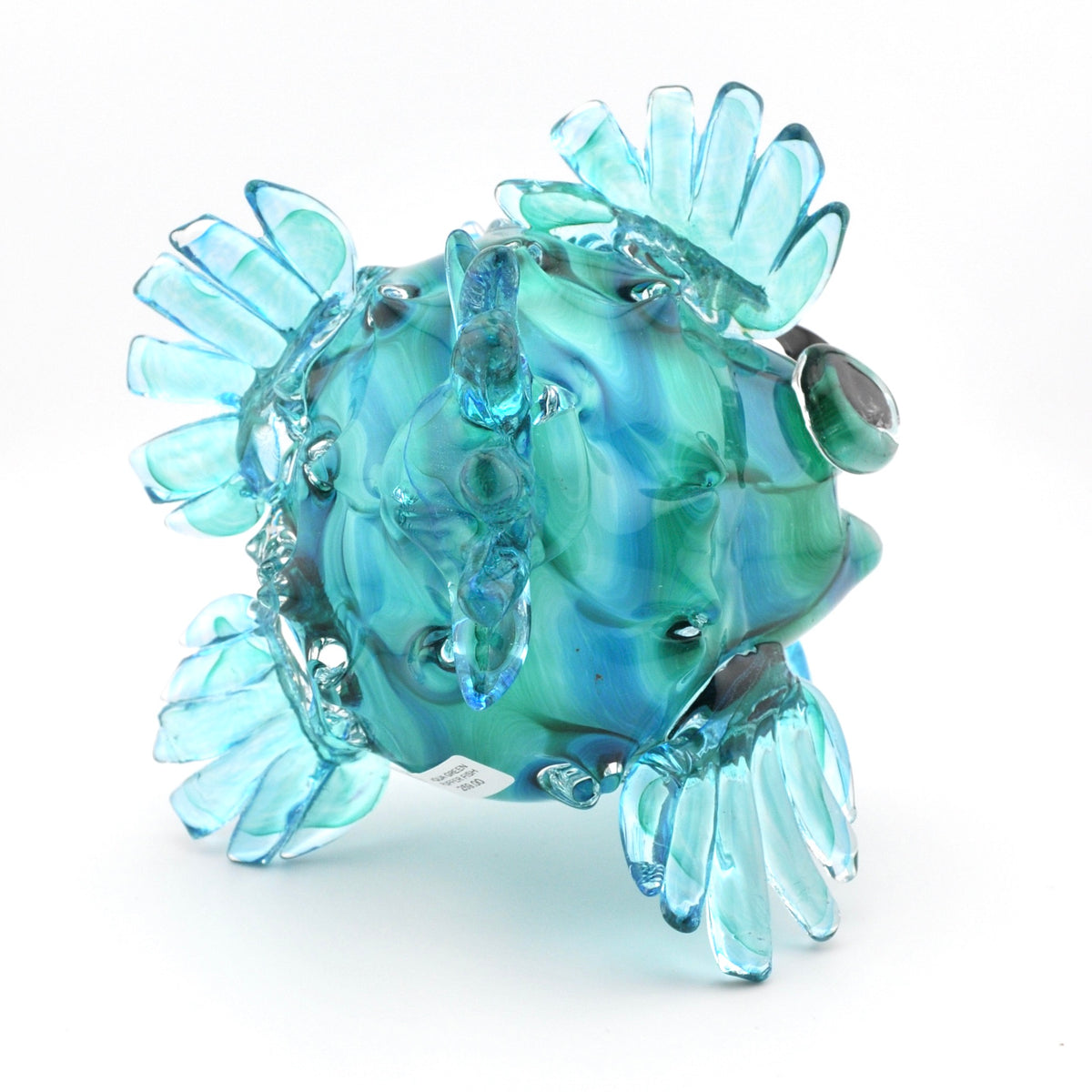 Side View Glass Puffer Fish Aqua Green