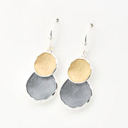 Side View Gold Silver Double Circle Earrings
