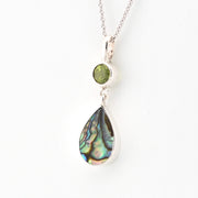 Side View Peridot Abalone Necklace