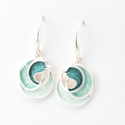 Side View Silver Aqua Ocean Waves Earrings