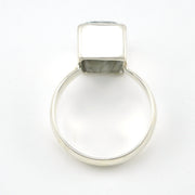 Side View Silver Aquamarine 9x12mm Rectangle Ring