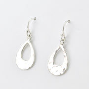 Side View Silver Hammered Teardrop Dangle Earrings