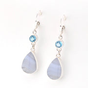 Side View Topaz Blue Lace Agate Earrings