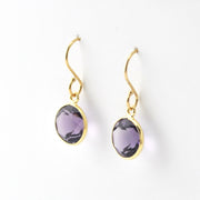 Side View Vermeil Amethyst Bezel Dangles