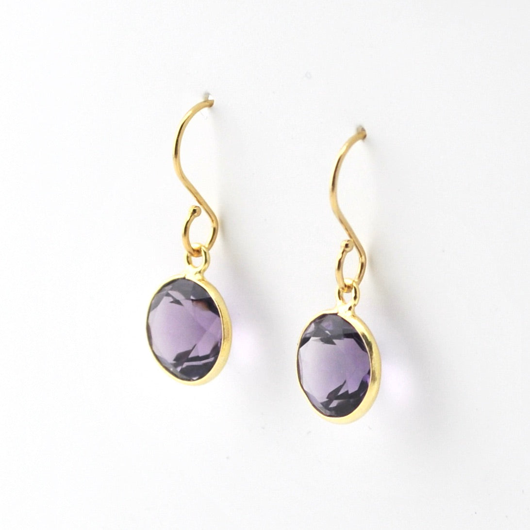 Side View Vermeil Amethyst Bezel Dangles