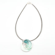 Silver Aqua Ocean Wave Pendant Necklace