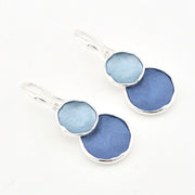 Silver Blue Double Circle Earrings