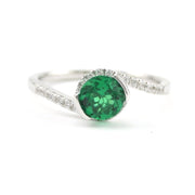 Silver Created Emerald .8ct CZ Swirl Ring