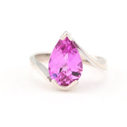 Silver Created Pink Sapphire 3.7ct Tear Ring
