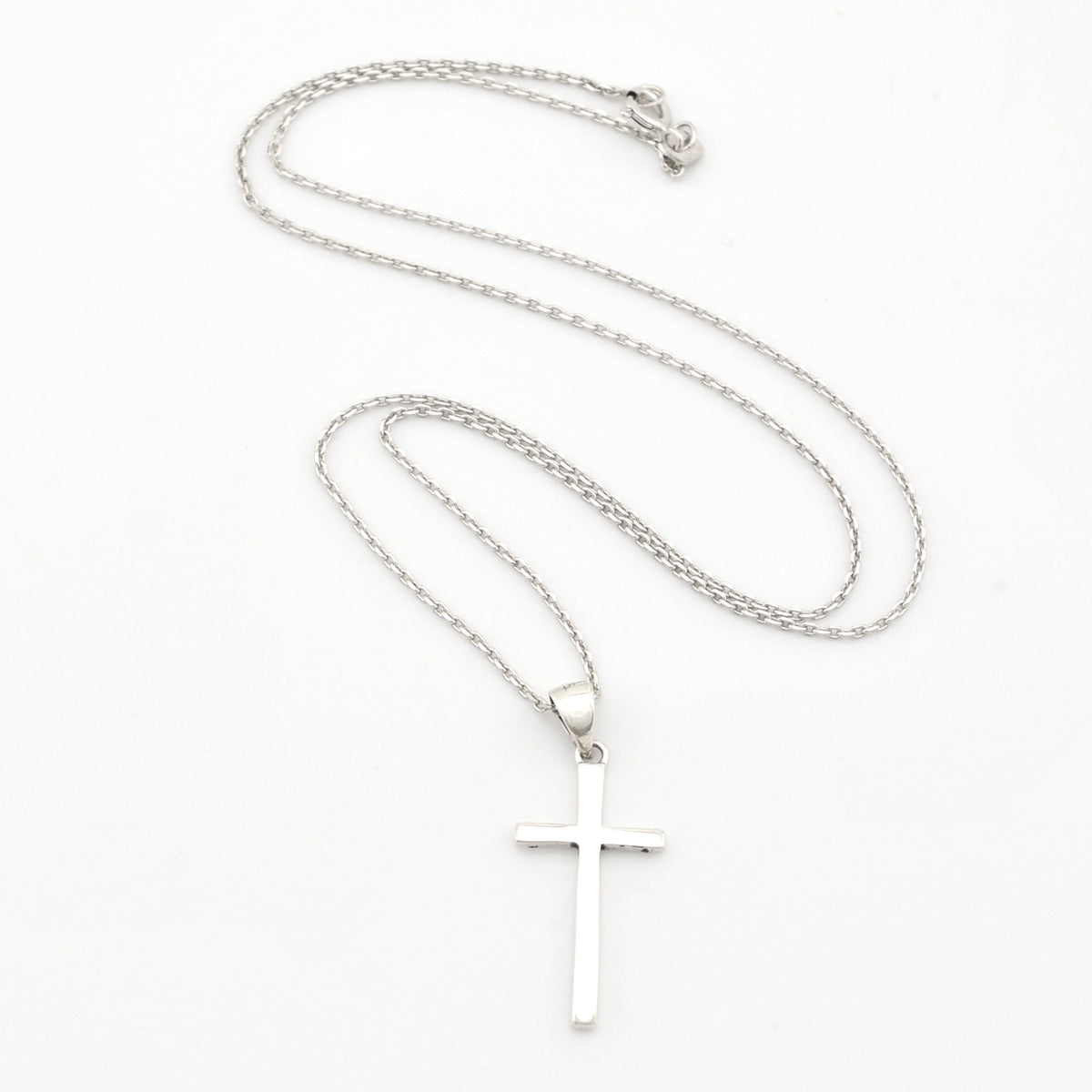 Silver Cross 12x25mm Necklace