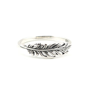 Silver Feather Ring on white background