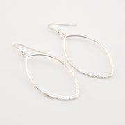 Silver Hammered Open Marquise Earrings