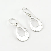 Silver Hammered Teardrop Dangle Earrings