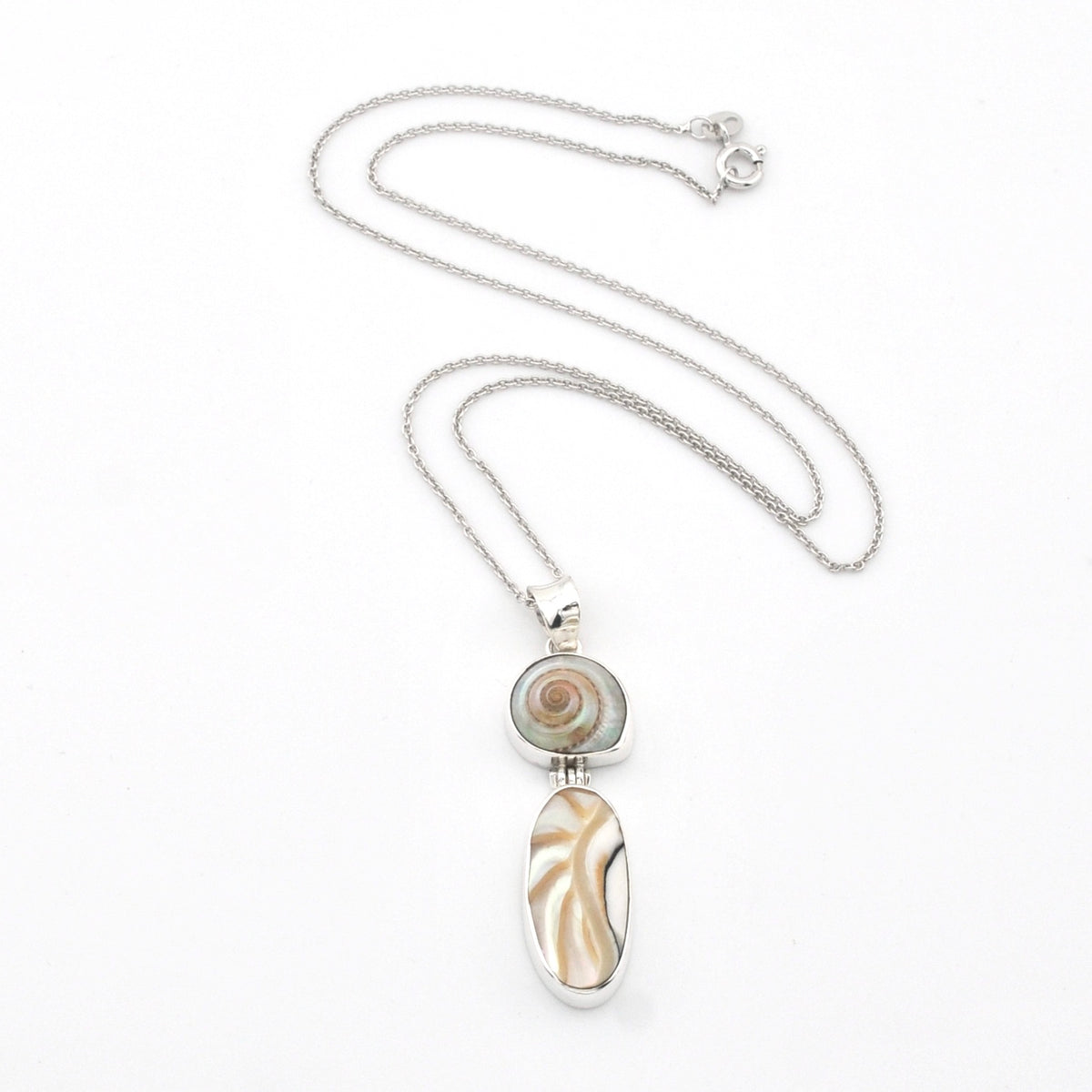 Silver Malabar Shell and Nautilus Shell Necklace