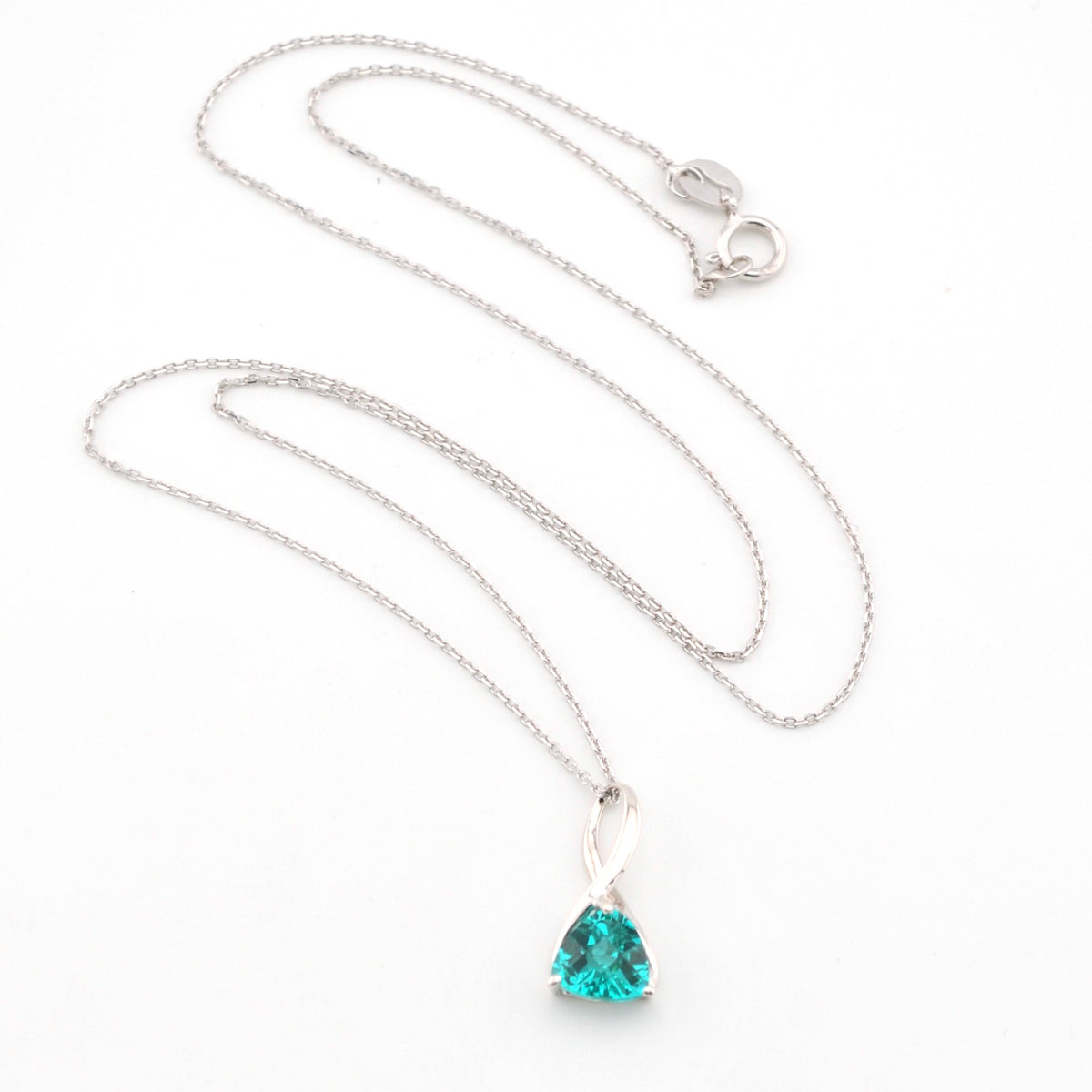 Silver Pariaba Garnet 2ct Trillion Necklace