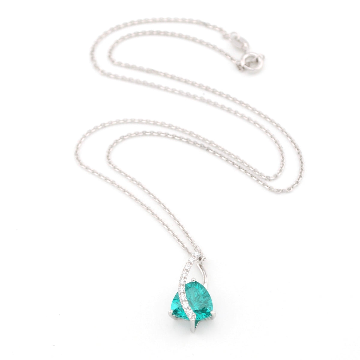 Silver Pariaba Garnet 4ct Trillion CZ Necklace