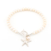 Silver Pearl Bracelet with Starfish Charm