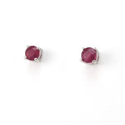 Silver Ruby 5mm Round Post Earrings