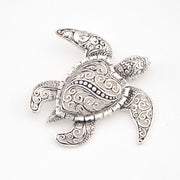 Silver Sea Turtle Bali Large Pendant