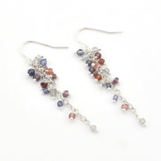 Beaded earrings with multicolored beads on a white background