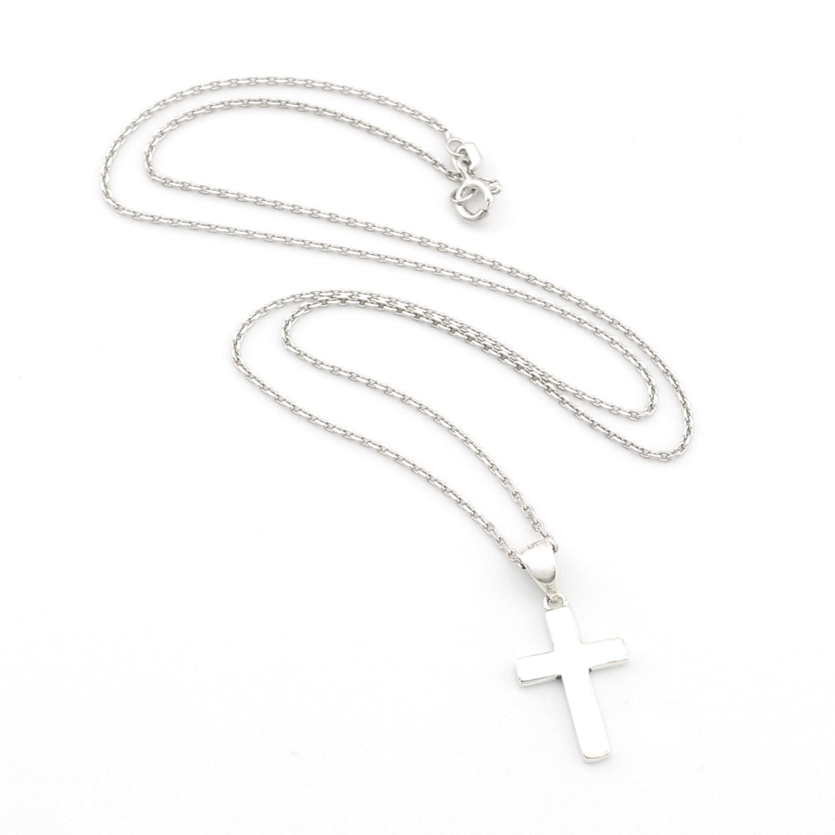 Silver Wide Cross 12x18mm Necklace