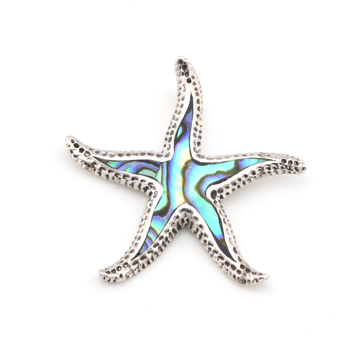 Starfish-shaped pendant with colorful interior on a white background