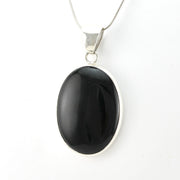 Sterling Silver Black Onyx Oval Pendant