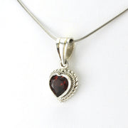 Sterling Silver Garnet 7mm Heart Pendant