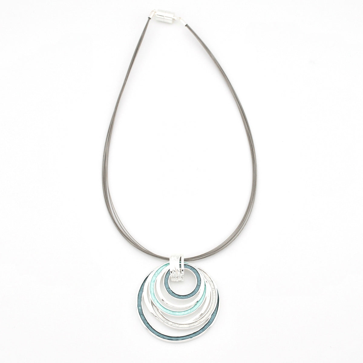 Teal Multi Circle Pendant Necklace